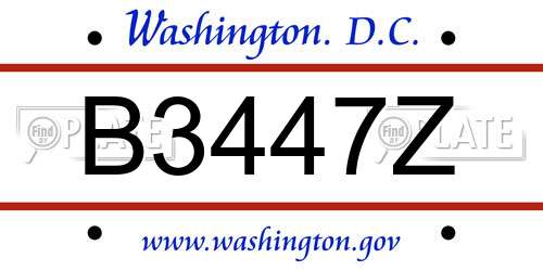 B3447Z District Of Columbia License Plate