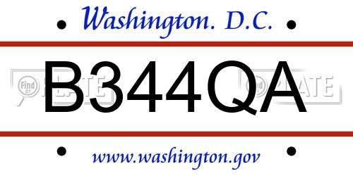B344QA District Of Columbia License Plate