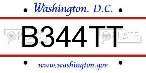 B344TT District Of Columbia License Plate