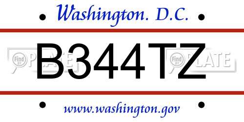 B344TZ District Of Columbia License Plate
