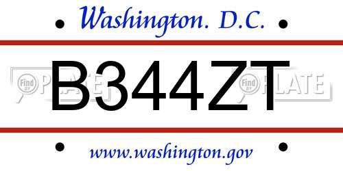 B344ZT District Of Columbia License Plate