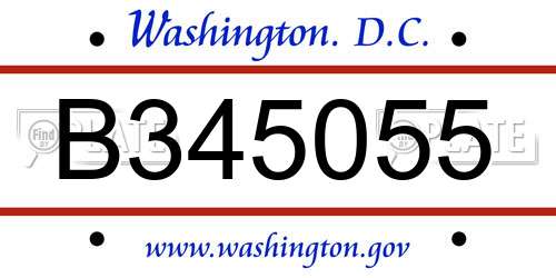 B345055 District Of Columbia License Plate