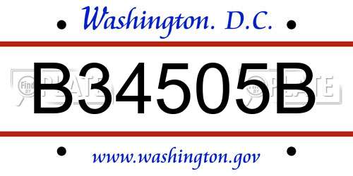 B34505B District Of Columbia License Plate
