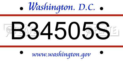 B34505S District Of Columbia License Plate