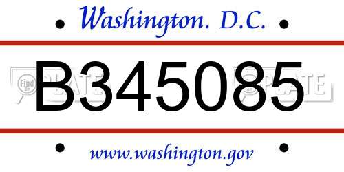 B345085 District Of Columbia License Plate