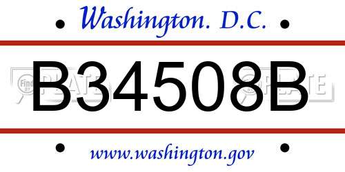 B34508B District Of Columbia License Plate