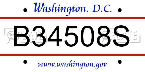 B34508S District Of Columbia License Plate