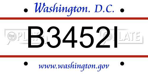 B3452I District Of Columbia License Plate