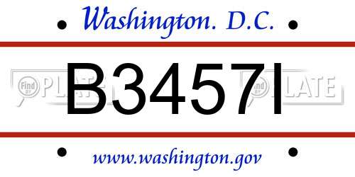 B3457I District Of Columbia License Plate