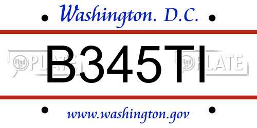 B345TI District Of Columbia License Plate