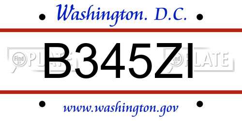 B345ZI District Of Columbia License Plate