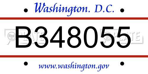 B348055 District Of Columbia License Plate