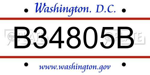 B34805B District Of Columbia License Plate