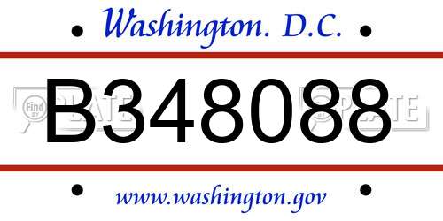 B348088 District Of Columbia License Plate