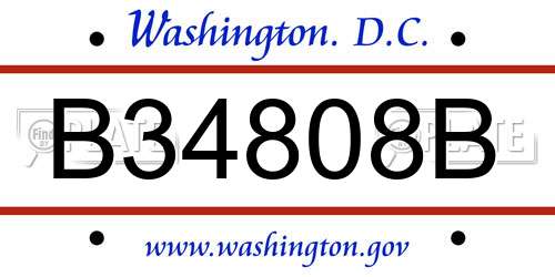 B34808B District Of Columbia License Plate
