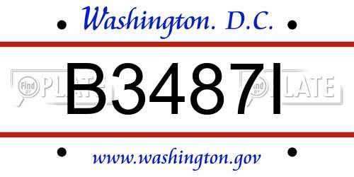 B3487I District Of Columbia License Plate