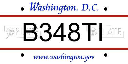 B348TI District Of Columbia License Plate