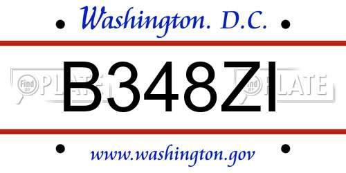 B348ZI District Of Columbia License Plate