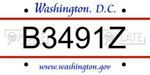 B3491Z District Of Columbia License Plate