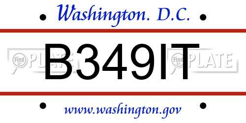 B349IT District Of Columbia License Plate
