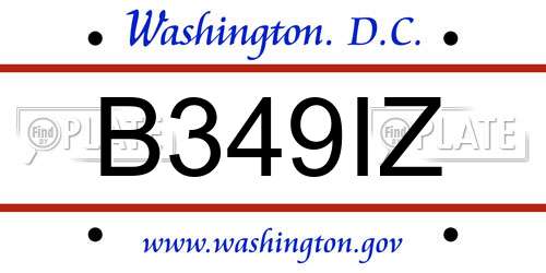 B349IZ District Of Columbia License Plate