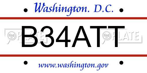 B34ATT District Of Columbia License Plate