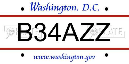 B34AZZ District Of Columbia License Plate