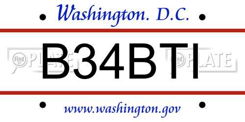 B34BTI District Of Columbia License Plate