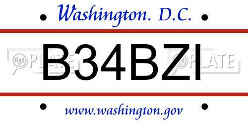 B34BZI District Of Columbia License Plate