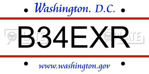 B34EXR District Of Columbia License Plate