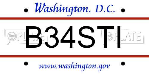 B34STI District Of Columbia License Plate