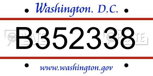 B352338 District Of Columbia License Plate