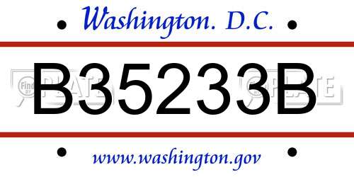 B35233B District Of Columbia License Plate