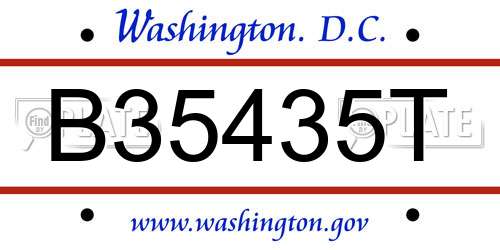 B35435T District Of Columbia License Plate
