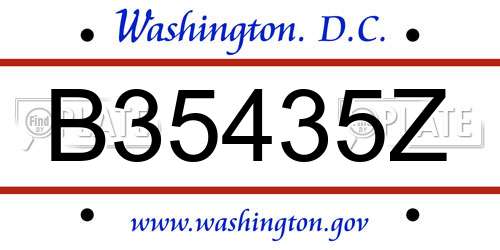 B35435Z District Of Columbia License Plate