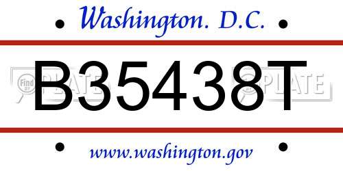 B35438T District Of Columbia License Plate