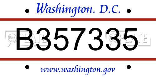 B357335 District Of Columbia License Plate