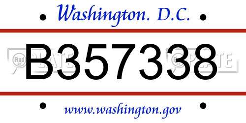 B357338 District Of Columbia License Plate