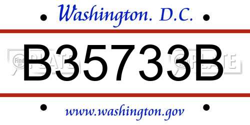 B35733B District Of Columbia License Plate
