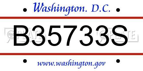 B35733S District Of Columbia License Plate