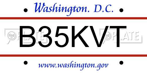 B35KVT District Of Columbia License Plate