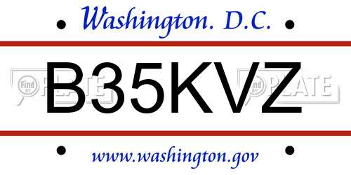 B35KVZ District Of Columbia License Plate