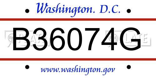 B36074G District Of Columbia License Plate