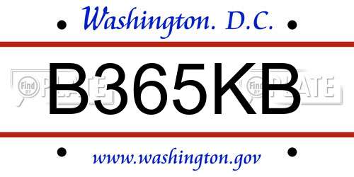 B365KB District Of Columbia License Plate