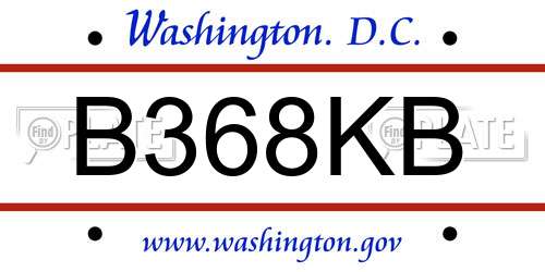 B368KB District Of Columbia License Plate