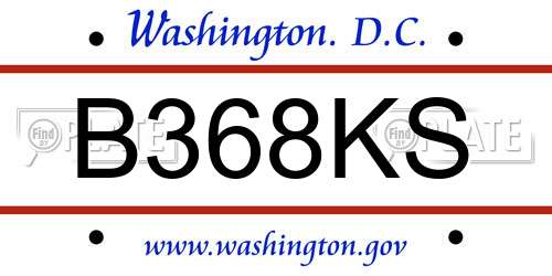 B368KS District Of Columbia License Plate