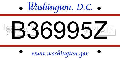 B36995Z District Of Columbia License Plate