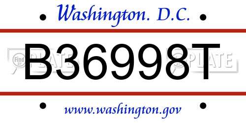 B36998T District Of Columbia License Plate