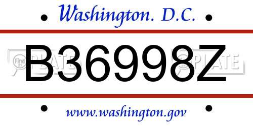 B36998Z District Of Columbia License Plate