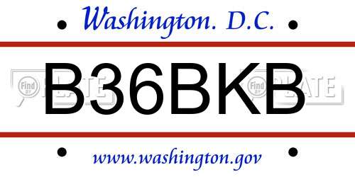 B36BKB District Of Columbia License Plate
